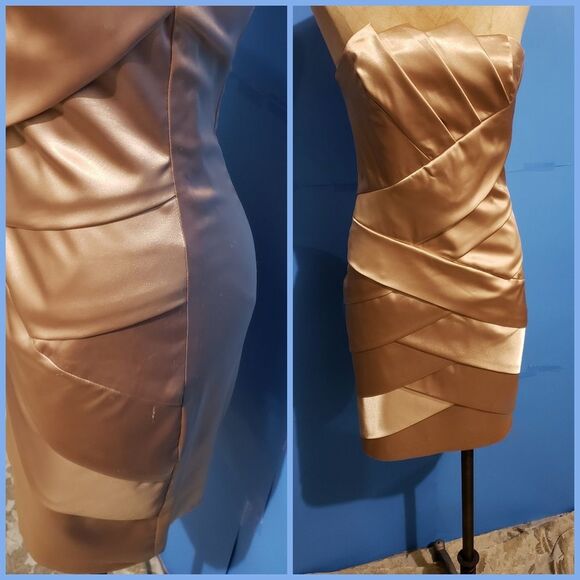 Gold Bondage Look Jessica McClintock Dress Size 2 NWT - Picture 4 of 5
